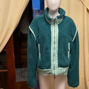 Free People movement Teal and Mint Sherpa zip up Jacket